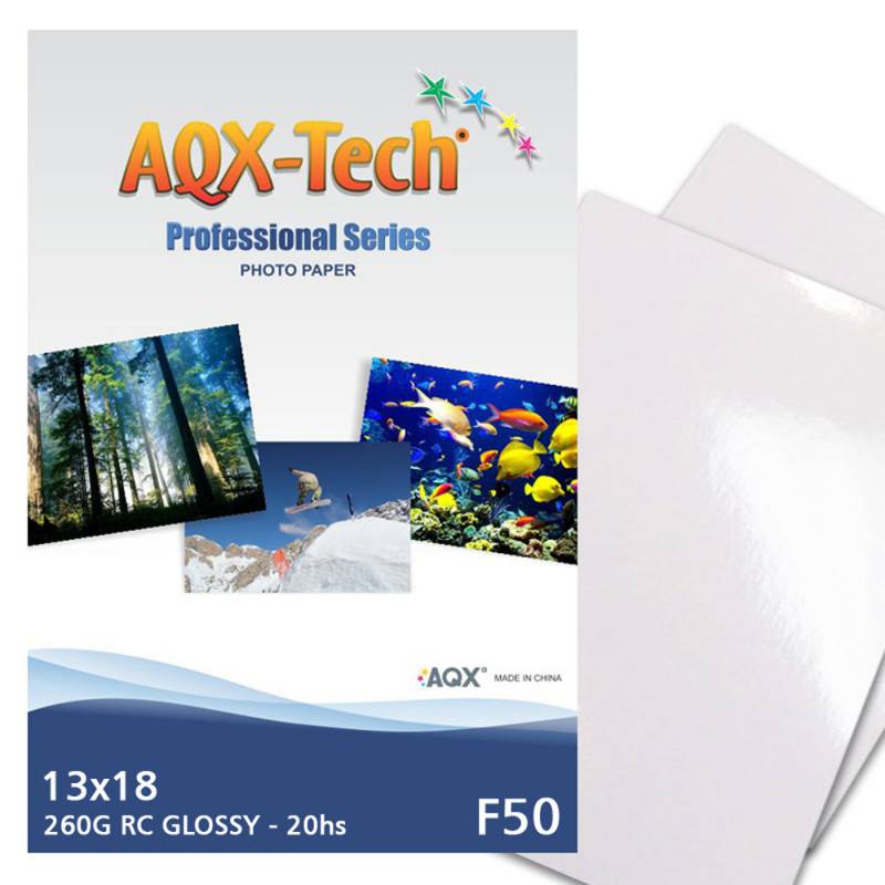 Papel Foto Pro RC Glossy Brillante Premium 13x18 260grs por 20 Hojas AQX F50