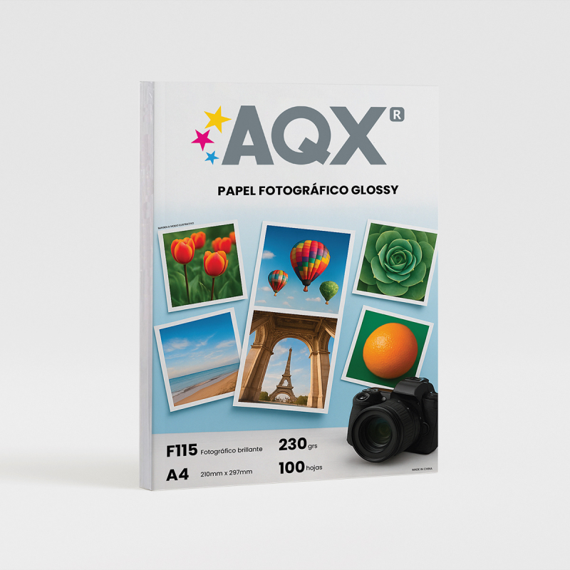 Papel Fotografico Glossy Brillante A4 230gr por 100 Hojas AQX F115