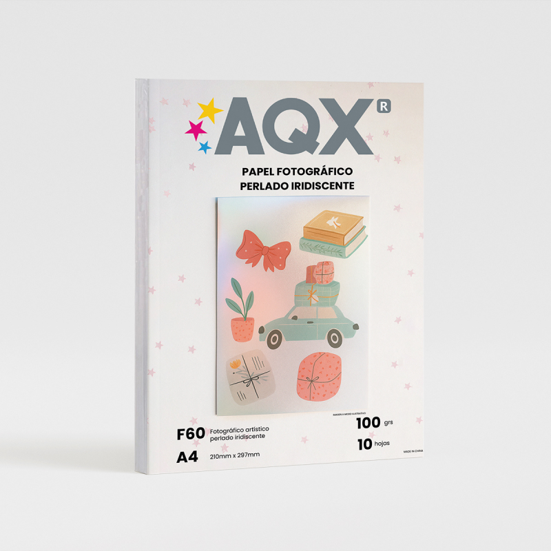 Papel Fotografico Blanco Brillante Iridiscente A4 Hoja Fina 10 Hojas AQX F60a