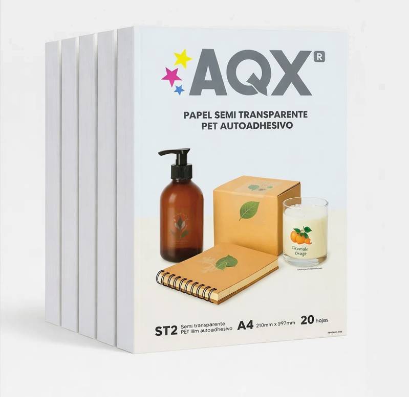 Semi Transparencia PET Film Autoadhesiva A4 por 20 Hojas AQX ST2 x 5