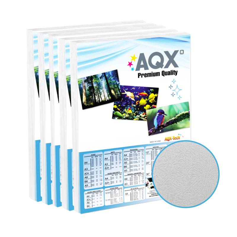 Combo Resma Papel Foto Texturado Cuero PET Autoadhesivo A4 por 100 Hojas AQX ST6