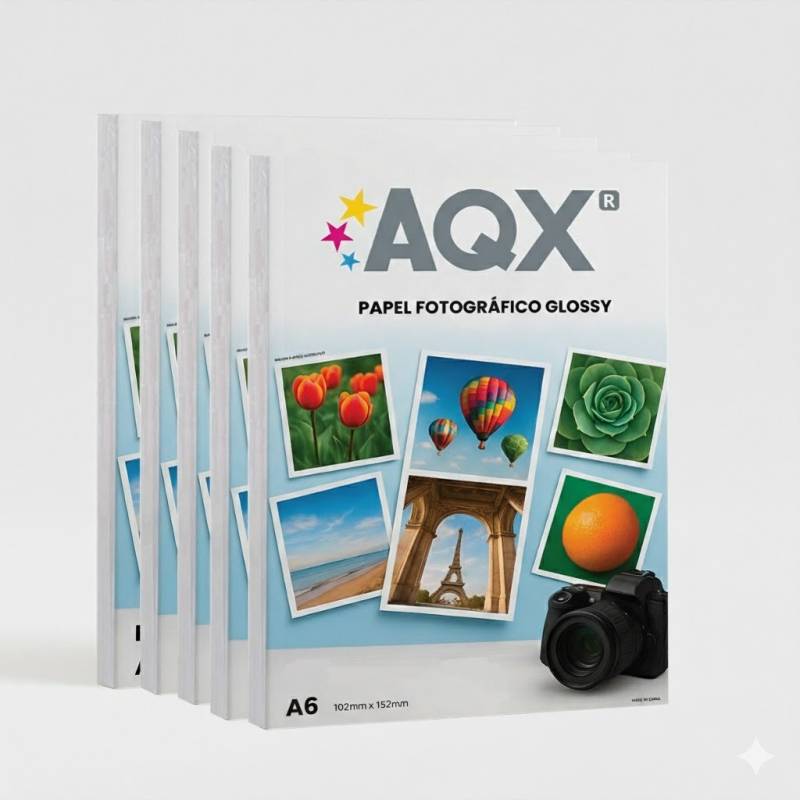 Combo Papel Fotografico Glossy Brillante 10x15 200gr por 500 Hojas AQX F111x5