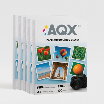 Combo Papel Fotografico Glossy Brillante A4 230gr por 500 Hojas AQX F115x5