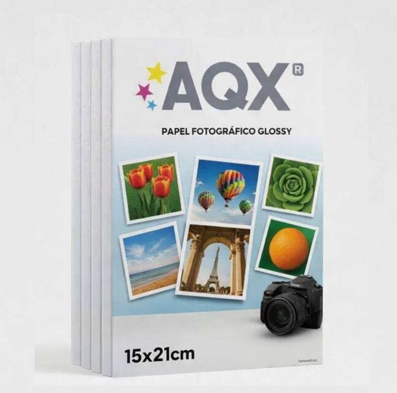 Combo Papel Fotografico Glossy Brillante 15x21 200gr por 500 Hojas AQX F123x5
