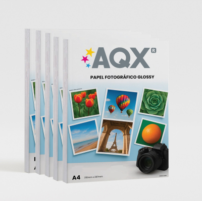 Combo Papel Fotografico Glossy Brillante Bifaz A4 220gr por 500 Hojas AQX F138x5