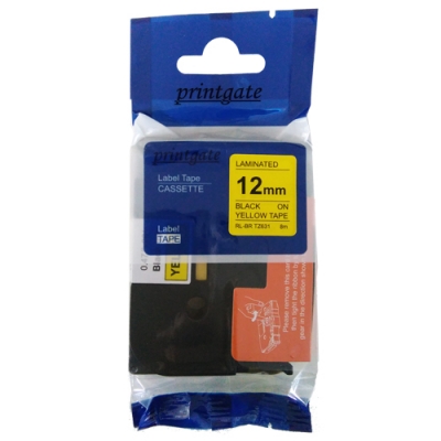 Cinta Para Rotuladora Brother TZ / AZ 631 Negro s/ Amarillo 12mm x 8m Alternativa Printgate