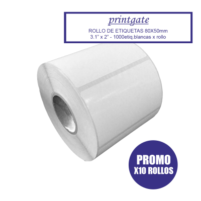 Etiquetas Térmicas Adhesivas 80x50mm Pack X10 unidades
